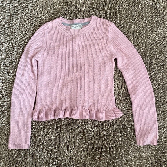 Rachel Zoe Pullover Pink Sparkly Sweater with Ruffle Hem. 5/6 - Picture 1 of 5